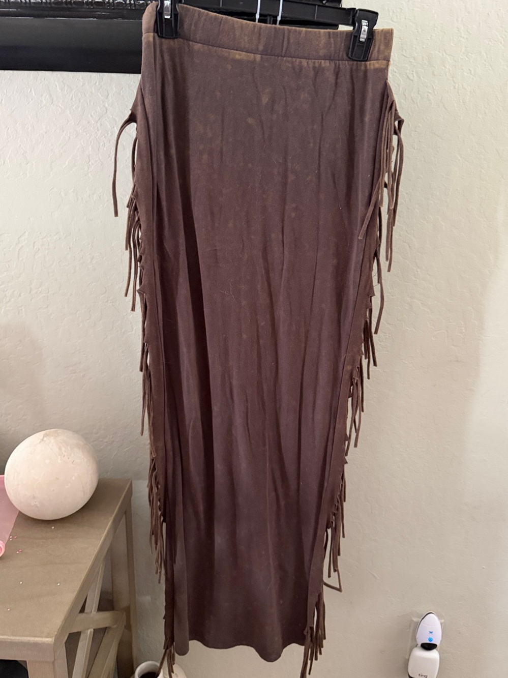 Rustic Brown Fringe Bodycon Maxi Skirt - Women's Boho Western Style